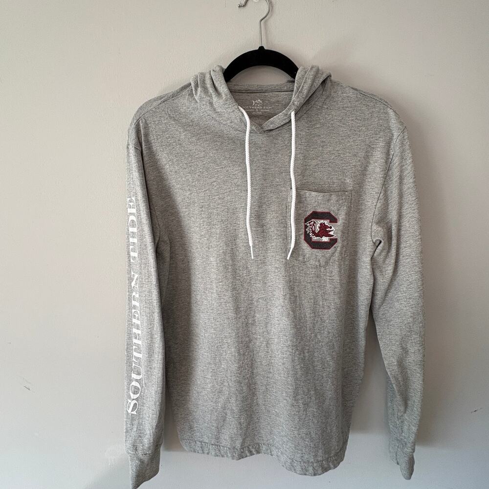 Southern Tide South Carolina Gamecocks Hoodie Shirt Womens S Gray 100% Cotton